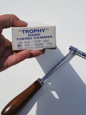 Trophy Piano Tuning Hammer No 8025 Square Head Wood Handle w Original Box